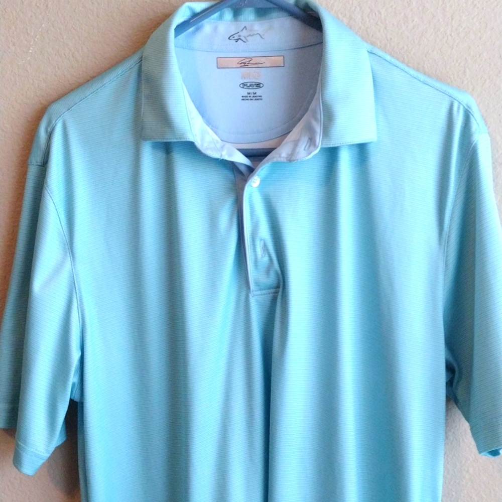 Greg Norman Collection Green and Blue Polo Shirt Moisture-Wicking Comfort
